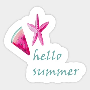 Hello Summer, Summer Shirt, womens and mens Summer Shirts, Hello Summer Shirt, Sticker